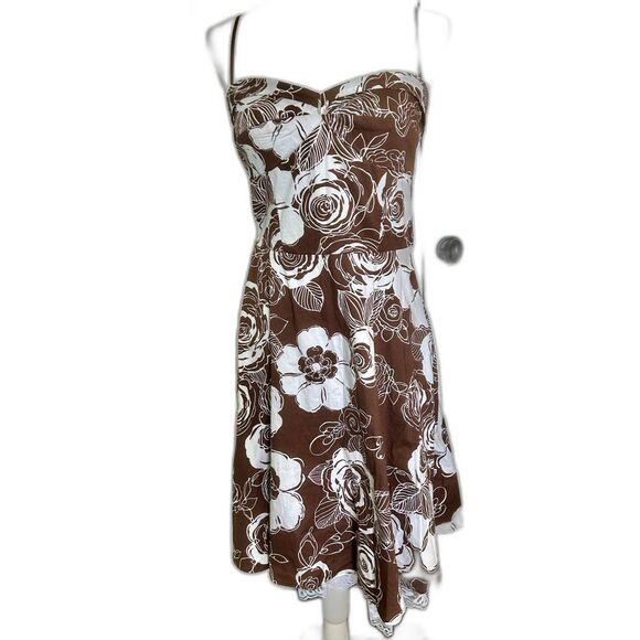 Ruby Rox Vintage Style Dress Brown Floral Print Sundress Pinup 1950s style SZ 13 - Picture 1 of 5